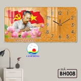 Đồng hồ treo tường Bác Hồ tranh gỗ tráng gương hiện đại in uv 3D - kim trôi êm không tiếng ồn - thiết kế size và in ảnh theo yêu cầu làm quà tặng ý nghĩa