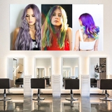 Tranh salon tóc tiệm cắt tóc nữ thời trang sáng trọng combo nhiều tấm kết hợp dán tường, kính, gỗ - in theo size yêu cầu nhỏ lớn trên nhiều chất liệu - sẵn keo dán dễ