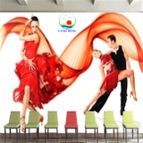 Decal dán tường trung tâm dạy nhảy khiêu vũ salsa trang trí đẹp ấn tượng, sang trọng - in theo size yêu cầu trên nhiều chất liệu - sẵn keo dán dễ.