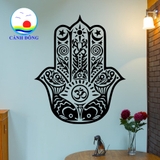 Decal dán tường bàn tay hamsa chữ om ý nghĩa tâm linh