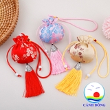 Túi thơm gỗ xá xị mùi tự nhiên, túi quà tặng may mắn , túi gấm cổ trang, túi treo trang trí, trang trí tết