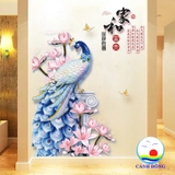 Decal dán tường đôi chim công khổng tước sang trọng