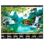 Tranh 3D dán tường phòng khách thiên nhiên thác nước núi non hùng vĩ điểm nhấn không gian phòng sang trọng - in theo size yêu cầu trên nhiều chất liệu - sẵn keo dán dễ