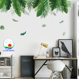 Decal dán tường khung tranh lá xanh green life