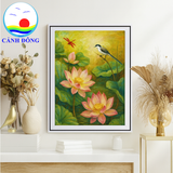 Tranh treo tường hoa sen decor Cảnh Đông - Tranh trang trí khung gỗ in theo yêu cầu quà tặng sang trọng