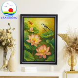 Tranh treo tường hoa sen decor Cảnh Đông - Tranh trang trí khung gỗ in theo yêu cầu quà tặng sang trọng