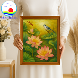 Tranh treo tường hoa sen decor Cảnh Đông - Tranh trang trí khung gỗ in theo yêu cầu quà tặng sang trọng