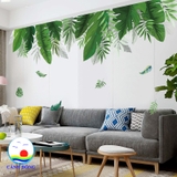 Decal dán tường khung tranh lá xanh green life