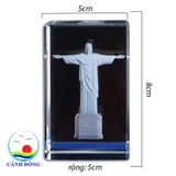 Tượng pha lê Chúa cứu thế khắc 3D nhìn thấy 2 mặt