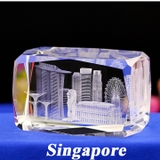 Tượng Singapore Pha Lê Chạm Khắc 3D - Quà Lưu Niệm Sang Trọng