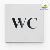 Decal dán cửa chữ WC gương Acrylic đen bóng chữ cao 10 cm sang trọng