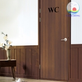 Decal dán cửa chữ WC gương Acrylic đen bóng chữ cao 10 cm sang trọng