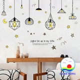 Decal dán tường hươu tài lộc bóng đèn phát sáng