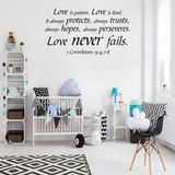 Decal dán tường chữ tình yêu LOVE NEVER FAILS