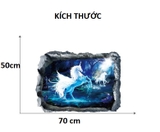Tranh dán tường đôi bạch mã 3D trang trí sang trọng