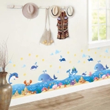 Decal dán chân tường cá heo xanh đáng yêu