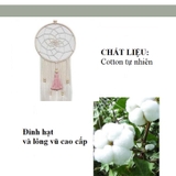 Dreamcatcher trang trí khung tròn lưới nhện tặng kèm móc dán tường
