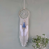 Dreamcatcher trang trí khung tròn lưới nhện tặng kèm móc dán tường