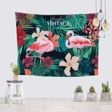Tranh vải treo tường hồng hạc kiểu dáng vintage