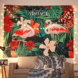 Tranh vải treo tường hồng hạc kiểu dáng vintage