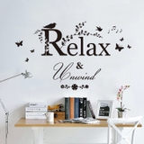 Decal dán tường chữ relax and unwind truyền năng lượng tích cực