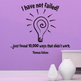 Decal dán tường chữ truyền động lực dẫn đến thành công của Thomas Edison