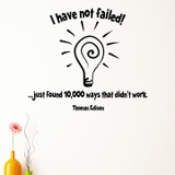 Decal dán tường chữ truyền động lực dẫn đến thành công của Thomas Edison