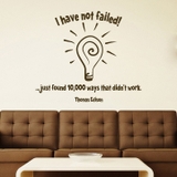 Decal dán tường chữ truyền động lực dẫn đến thành công của Thomas Edison