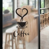 Decal dán tường tách cà phê trái tim trang trí quán cà phê đẹp