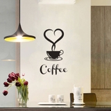 Decal dán tường tách cà phê trái tim trang trí quán cà phê đẹp