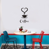Decal dán tường tách cà phê trái tim trang trí quán cà phê đẹp