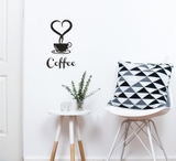 Decal dán tường tách cà phê trái tim trang trí quán cà phê đẹp