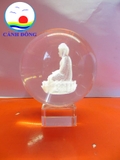 Quả cầu pha lê Phật A Di Đà 3D tặng kèm đế pha lê trang nhã
