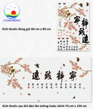 Decal trang trí tết combo cành đào yến hỷ + sơn thủy Á Đông