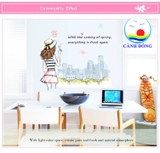 Decal dán tường cô gái ngắm thành phố trang trí phòng sinh động