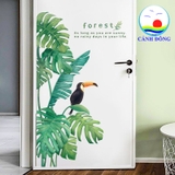 Decal dán tường thiên nhiên lá xanh nhiệt đới tươi mát
