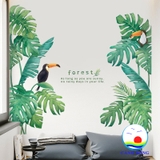 Decal dán tường thiên nhiên lá xanh nhiệt đới tươi mát