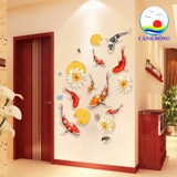 Decal dán tường đàn cá koi phong thủy sang trọng