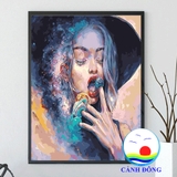 Tranh canvas cô gái cá tính trang trí sáng tạo nghệ thuật