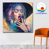 Tranh canvas cô gái cá tính trang trí sáng tạo nghệ thuật