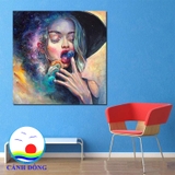 Tranh canvas cô gái cá tính trang trí sáng tạo nghệ thuật