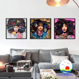 Tranh canvas cô gái tóc xù phá cách trang trí hiện đại