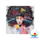 Tranh canvas cô gái tóc xù phá cách trang trí hiện đại