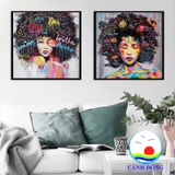 Tranh canvas cô gái tóc xù phá cách trang trí hiện đại