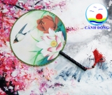 Quạt tròn cổ trang hoa sen tao nhã chụp hình, trang trí
