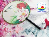 Quạt tròn cổ trang hoa sen tao nhã chụp hình, trang trí