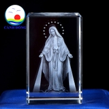 Tượng pha lê đức mẹ Maria dang tay chạm khắc 3D