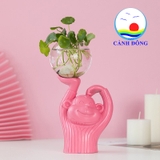 Mô hình khỉ ngộ nghĩnh nâng chậu thủy tinh trồng cây