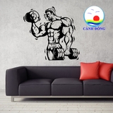 Decal dán tường phòng gym nâng tạ tạo động lực luyện tập cho gymer