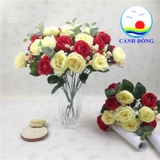 Bó hoa hồng 10 bông trang trí vải lụa cao cấp